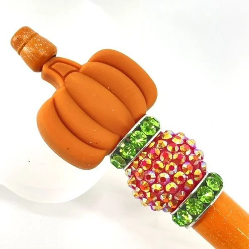 Pumpkin Halloween pen handmade NEW bling rhinestone glitter green orange white